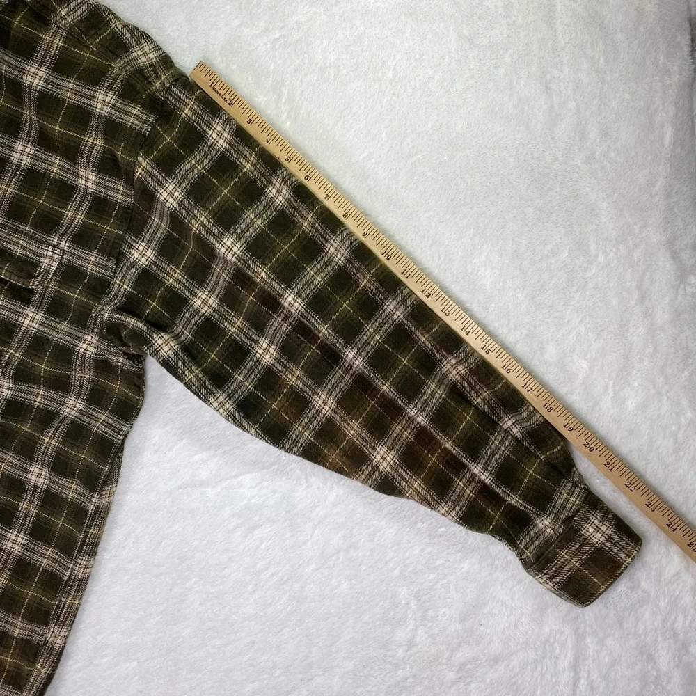 Field & Stream Men XXL Brown Plaid Flannel Button Down 100% Cotton Shirt